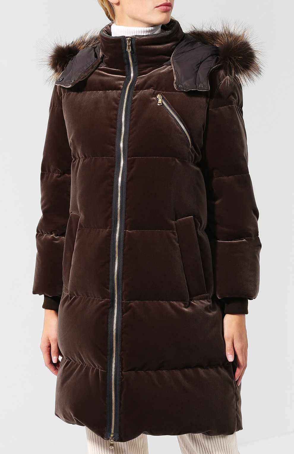 Хлопковый пуховик с меховой отделкой капюшона BRUNELLO CUCINELLI, арт. MA5939302, фото 4