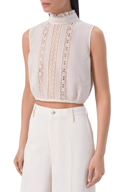 Топ из вискозы и шелка ANN DEMEULEMEESTER молочного цвета по цене 89950 руб., арт. B0014008/FA712, фото 3 Топ из вискозы и шелка ANN DEMEULEMEESTER, арт. B0014008/FA712, фото 3