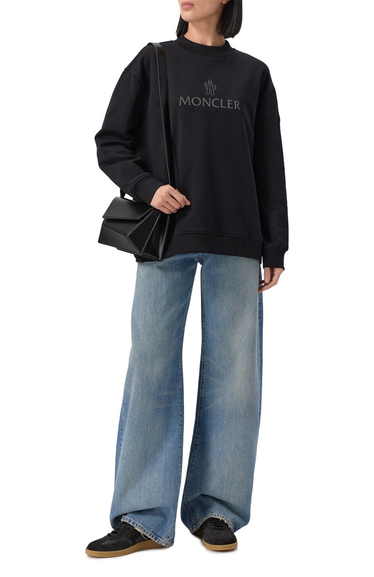 Женский хлопковый свитшот MONCLER GRENOBLE черного цвета, арт. 8G00018/899WD | Фото 2 (Материал внешний: Хлопок; Длина (для топов): Стандартные; Рукава: Длинные; Стили: Кэжуэл; Женское Кросс-КТ: Свитшот-одежда)