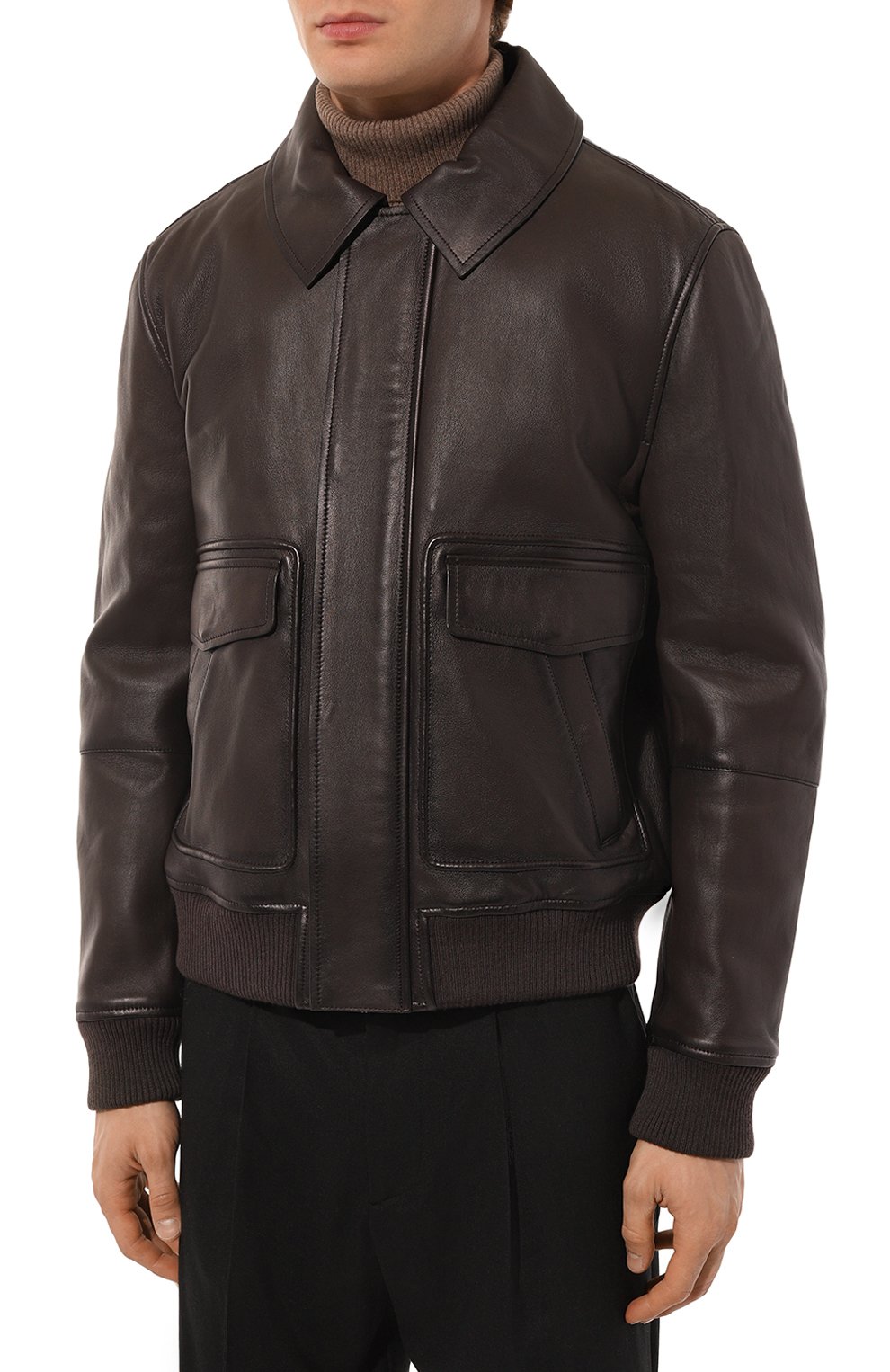 Кожаный бомбер YVES SALOMON темно-коричневого цвета по цене 239000 руб., арт. 25WHV20165AGAN, фото 7 Кожаный бомбер YVES SALOMON, арт. 25WHV20165AGAN, фото 7