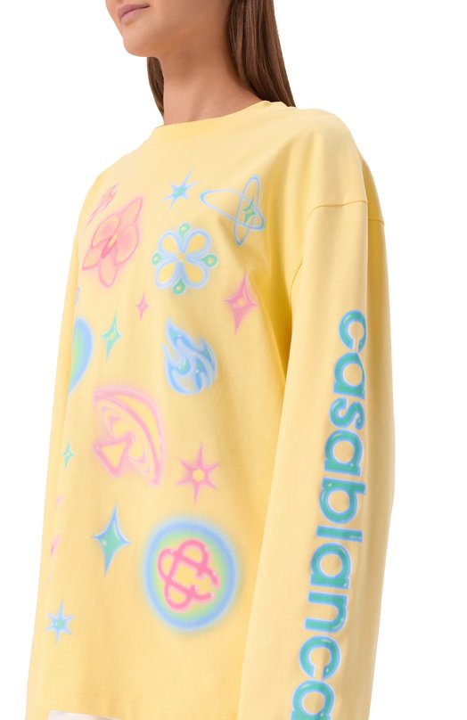 Хлопковый лонгслив Casablanca M-SP26-JTS-062-01 Жёлтый  M-SP26-JTS-062-01 Фото 5