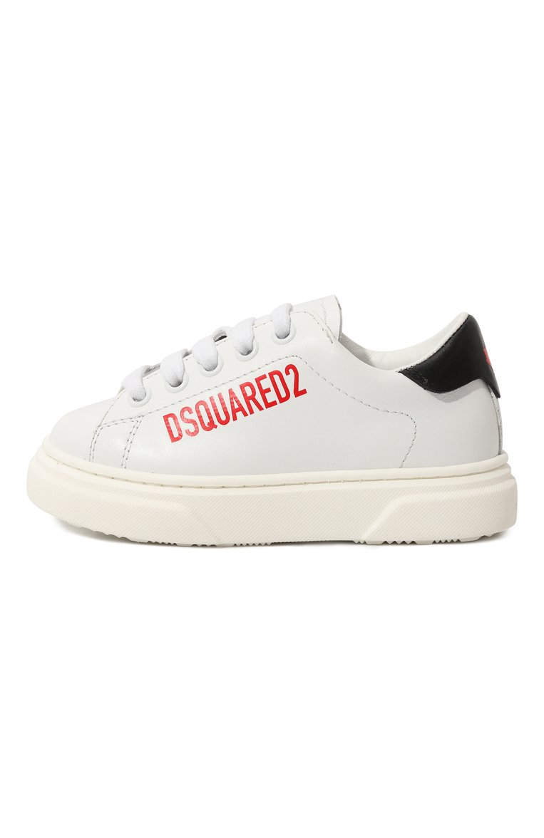 Детские кожаные кеды DSQUARED2 белого цвета, арт. 75639/20-27 | Фото 2 (Нос: Не проставлено; Материал внутренний: Натуральная кожа; Материал внешний: Натуральная кожа; Автоматизация состава: Проставле�но)