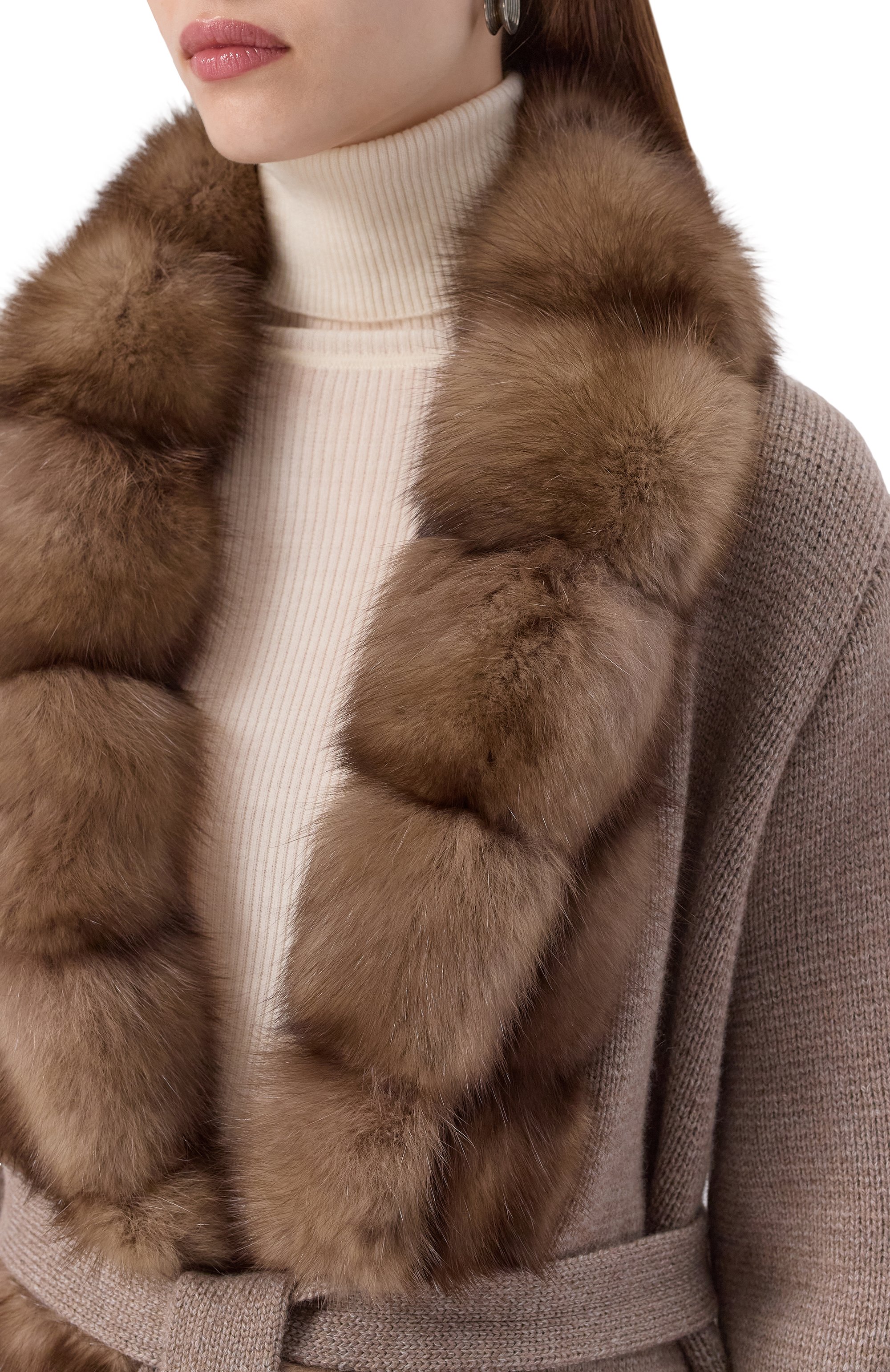 Кардиган из шерсти и кашемира с отделкой из соболя MANZONI24, арт. 25M1427-XZ, фото 5