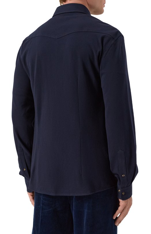 Хлопковая рубашка Brunello Cucinelli ME8546666 Синий  ME8546666 Фото 4