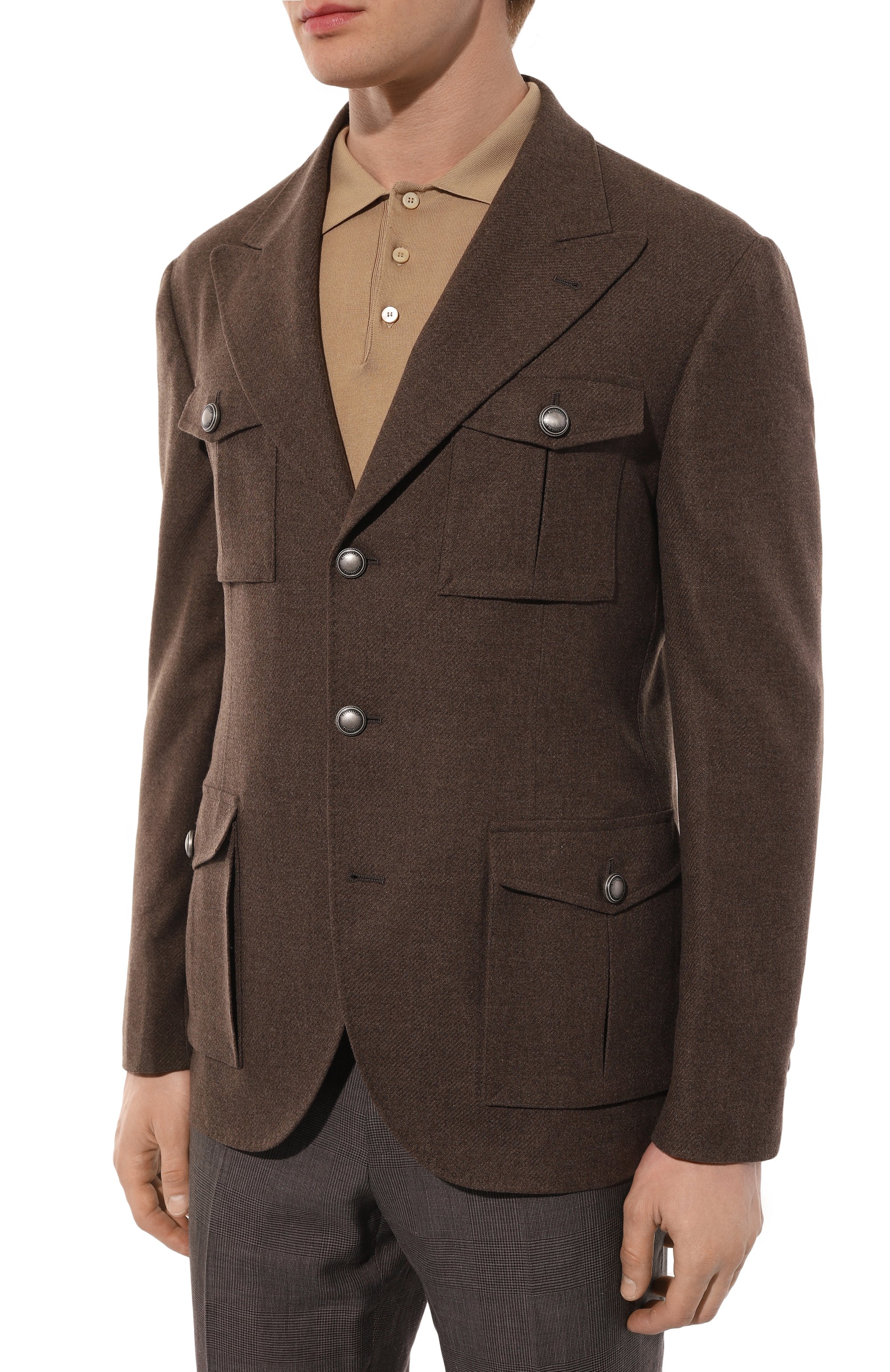 Пиджак из шерсти и шелка BRUNELLO CUCINELLI темно-коричневого цвета по цене 553000 руб., арт. MN4857BDD, фото 5 Пиджак из шерсти и шелка BRUNELLO CUCINELLI, арт. MN4857BDD, фото 5