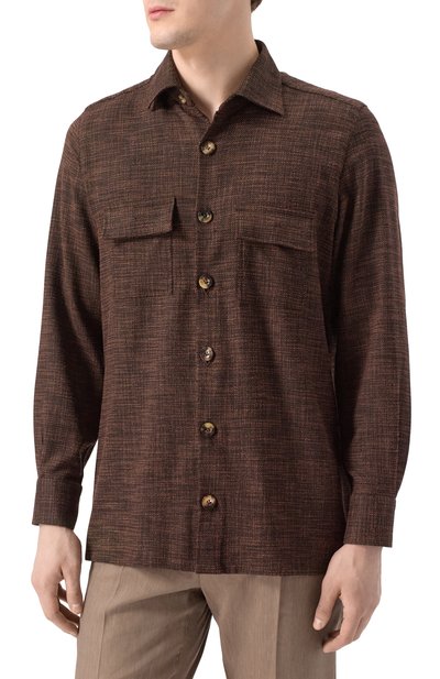 Рубашка из шерсти и шелка KITON, арт. UMC016K0617E12, фото 3