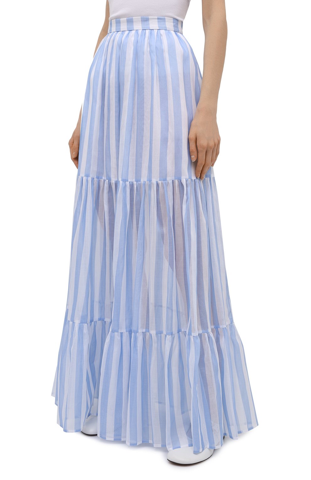Хлопковая юбка MSGM голубого цвета по цене 43600 руб., арт. 3042MDD108A 217310, фото 3 Хлопковая юбка MSGM, арт. 3042MDD108A 217310, фото 3