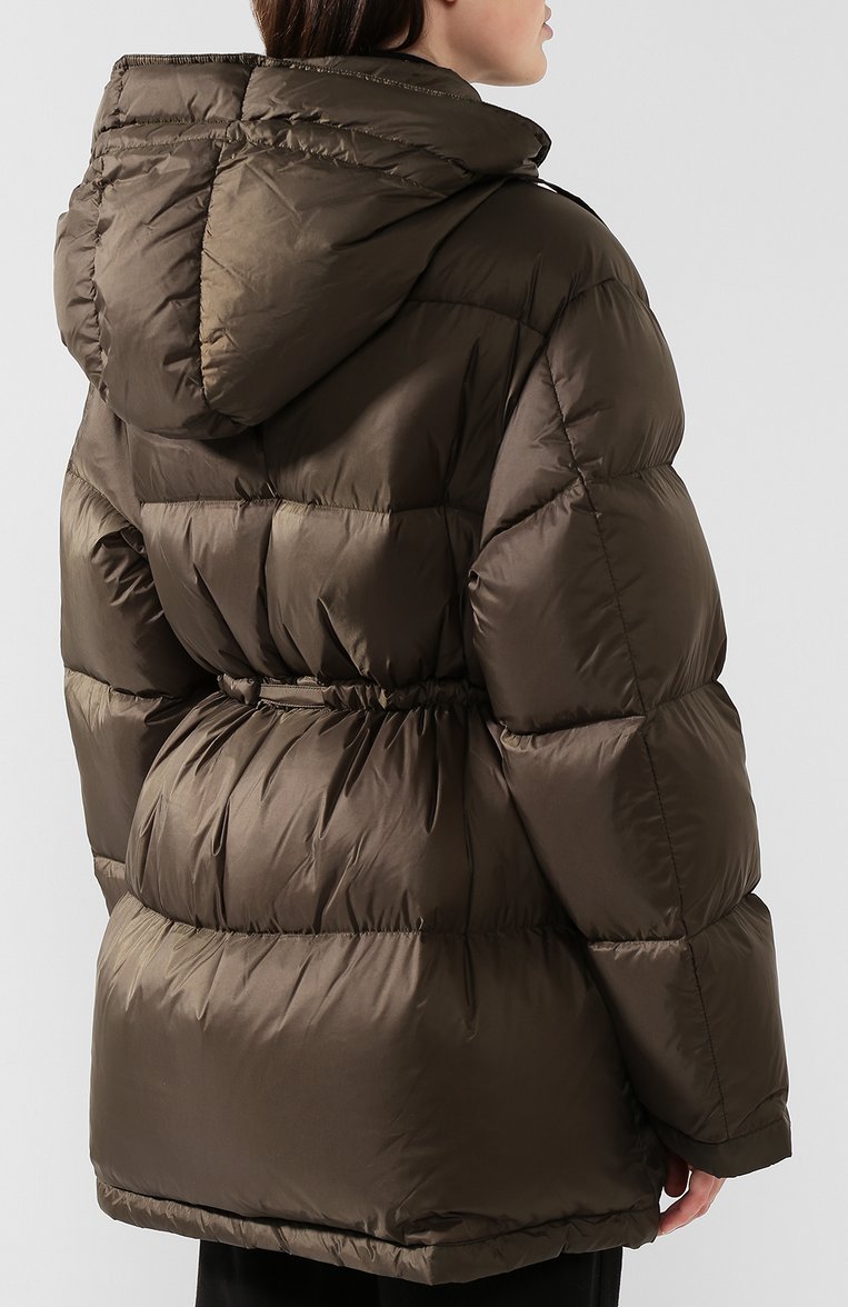 Женский пуховик ACNE STUDIOS хаки цвета, арт. A90005 | Фото 4 (Материал внешний: Синтетический материал; Материал подклада: Синтетический материал; Рукава: Длинные; Длина (верхняя одежда): Короткие; Кросс-КТ: Пуховик; Статус проверки: Проверена категория; Материал утеплителя: Пух и перо)