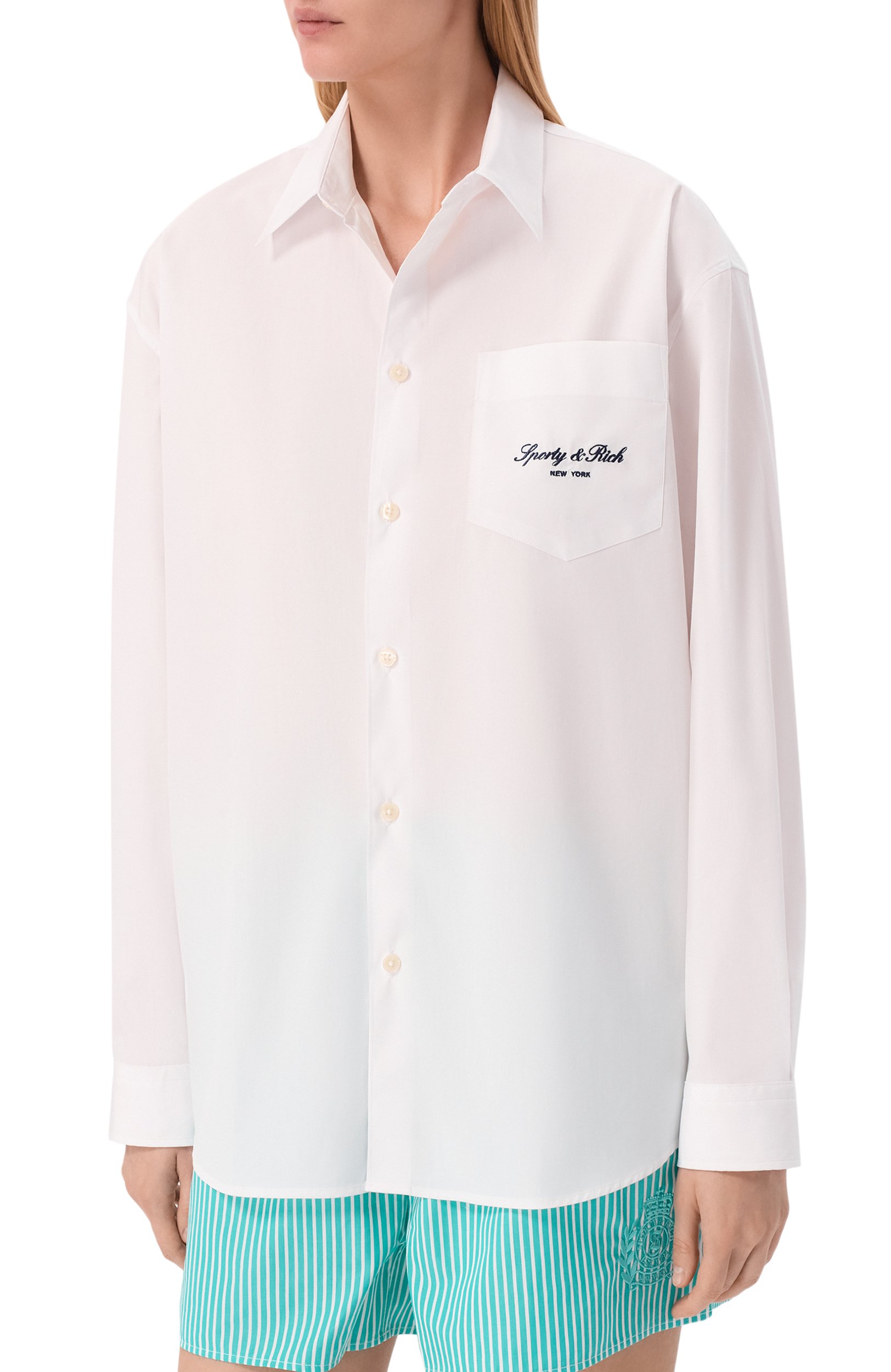Хлопковая рубашка SPORTY AND RICH, арт. SI006711329WH01, фото 3