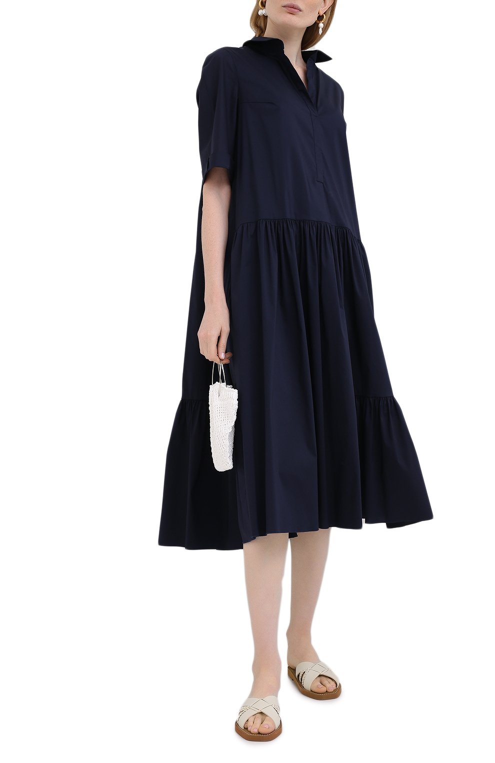 Хлопковое платье TEGIN синего цвета по цене 38500 руб., арт. SD1907A, фото 2 Хлопковое платье TEGIN, арт. SD1907A, фото 2