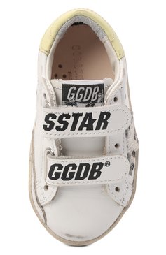 Детские кожаные кеды superstar GOLDEN GOOSE DELUXE BRAND белого цвета, арт. GJF00111.F002828 | Фото 4 (Материал внутренний: Натуральная кожа; Девочки Кросс-КТ: Обувь-низкие; Кросс-КТ: велькро; Материал сплава: Проставлено; Нос: Не проставлено; Материал внешний: Натуральная кожа)