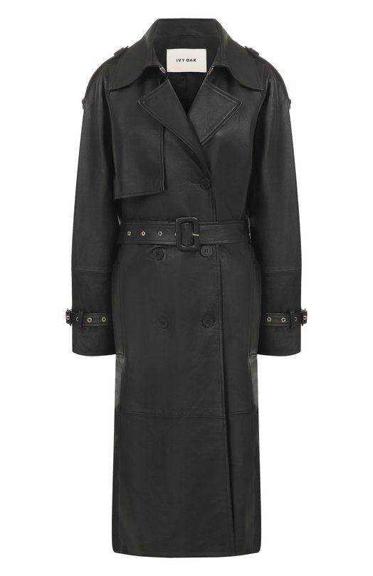 Кожаный тренч Ivy Oak I0118037/LINDA Чёрный I0118037/LINDA