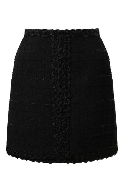 Женская т�видовая юбка GIAMBATTISTA VALLI черного цвета, арт. 24FWPVCA2147-06UBE | Фото 1 (Материал сплава: Проставлено; Драгоценные камни: Проставлено; Материал внешний: Синтетический материал, Шерсть; Длина Ж (юбки, платья, шорты): Мини)