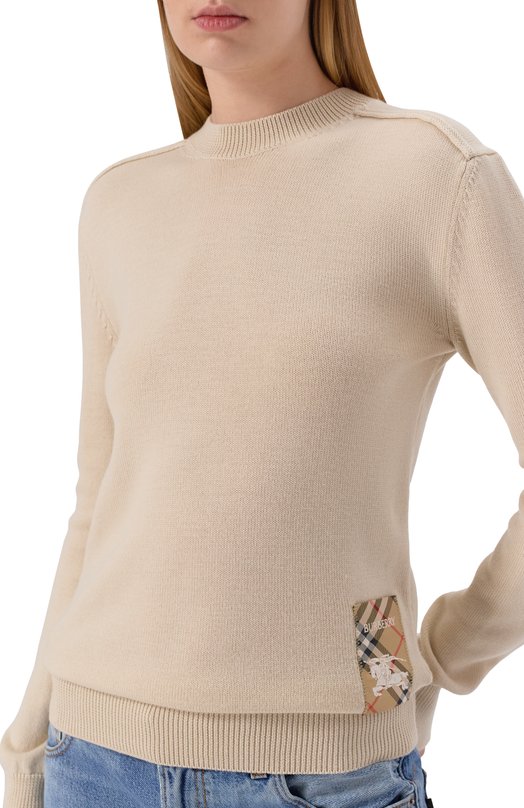 Шерстяной пуловер Burberry 8103192 Бежевый  8103192 Фото 5