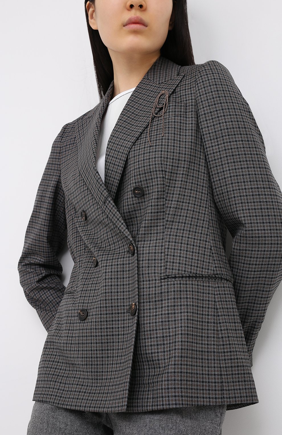 Шерстяной жакет BRUNELLO CUCINELLI коричневого цвета по цене 515500 руб., арт. MA1978876P, фото 3 Шерстяной жакет BRUNELLO CUCINELLI, арт. MA1978876P, фото 3