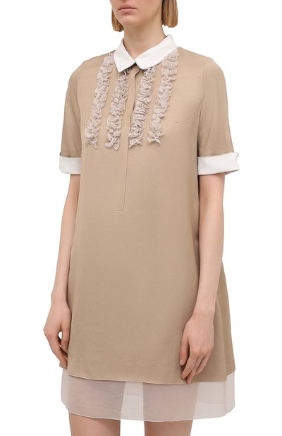 Платье из вискозы и льна TEGIN бежевого цвета по цене 42000 руб., арт. SD2148, фото 3 Платье из вискозы и льна TEGIN, арт. SD2148, фото 3