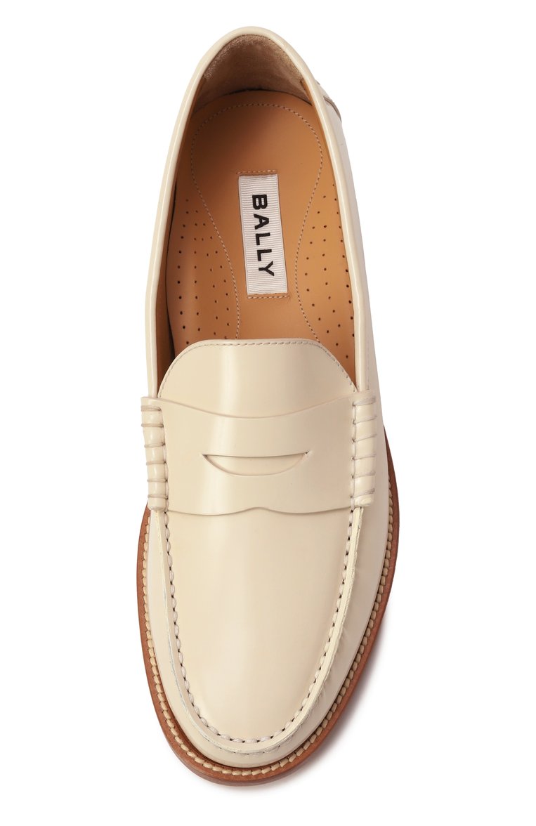 Женские кожаные пенни-лоферы charlex-w BALLY кремового цвета, арт. WF003X/VT168 | Фото 6 (Каблук высота: Низкий; Материал внешний: Натуральная кожа; Подошва: Плоская; Материал внутренний: Натуральная кожа; Автоматизация состава: Проставлено; Автоматизация ТО: Проставлено)