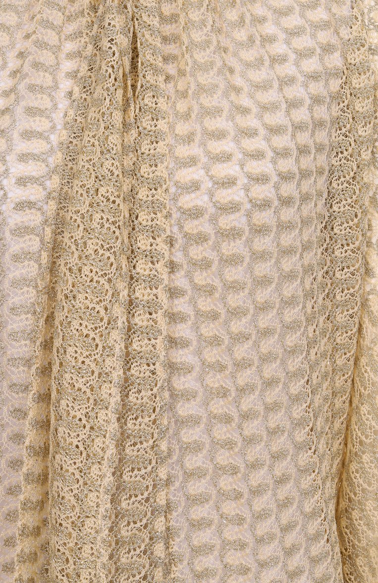 Женская блузка из вискозы MISSONI бежевого цвета, арт. DS25SJ08/BR010R | Фото 6 (Длина (для топов): Удлиненные; Автоматизация ТО: Проставлено; Материал внешний: Вискоза; Автоматизация состава: Проставлено; Рукава: Длинные; Кросс-КТ: костюм; Принт: Без принта; Женское Кросс-КТ: Блуза-одежда; Стили: Бохо)