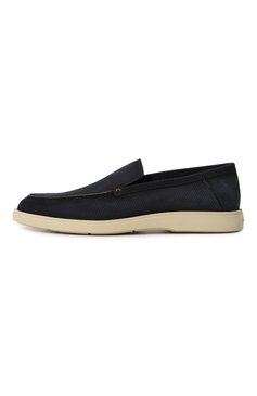Мужские замшевые лоферы SANTONI темно-синего цвета, арт. MGDG18482TICSSK6 | Фото 4 (Нос: Не проставлено; Материал внутренний: Натуральная кожа; Материал сплава: Проставлено; Материал внешний: Замша, Натуральная кожа; Стили: Кэжуэл)