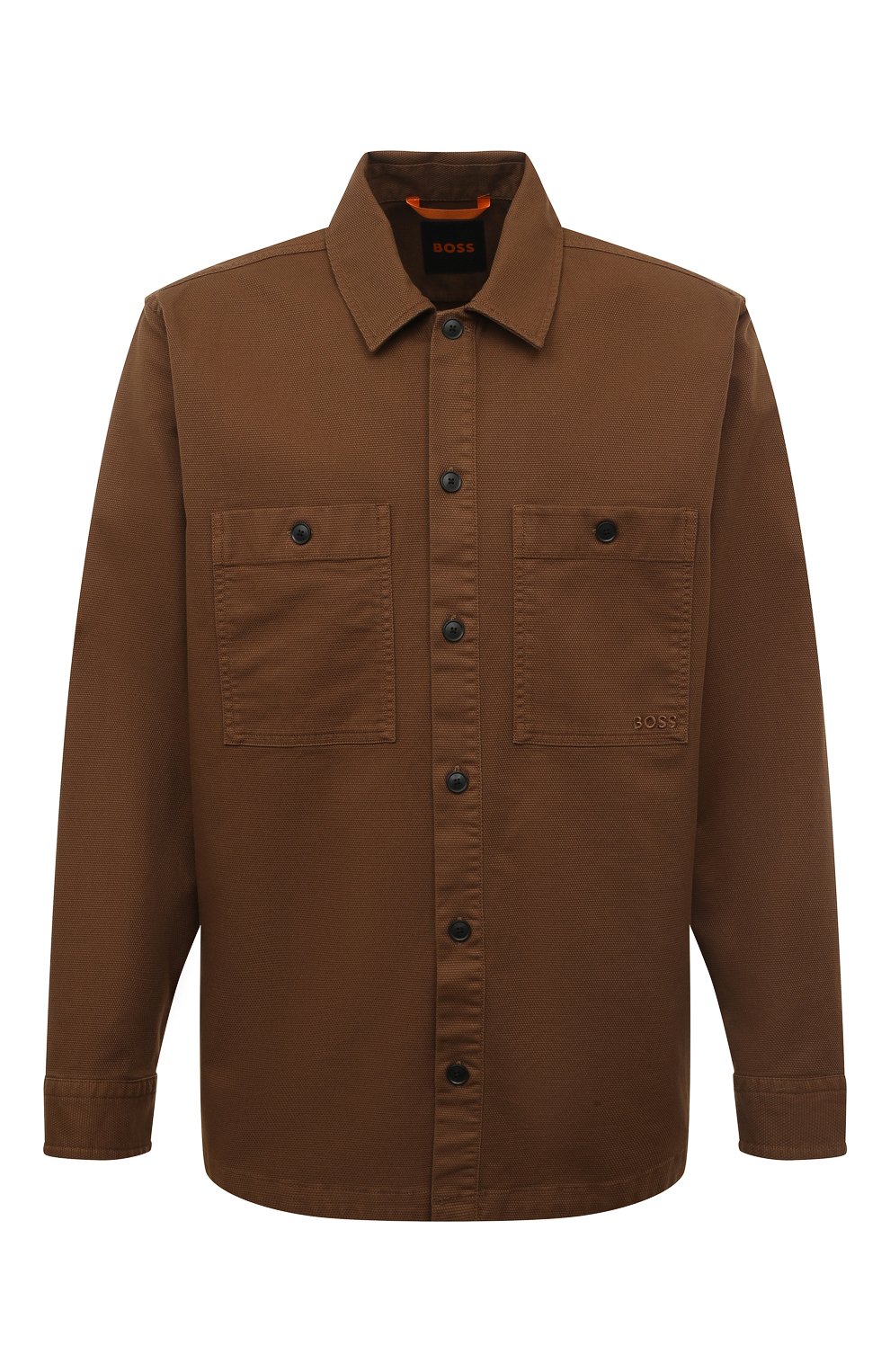 Хлопковая рубашка BOSS ORANGE коричневого цвета по цене 13550 руб., арт. 50483220, фото 1 Хлопковая рубашка BOSS ORANGE, арт. 50483220, фото 1