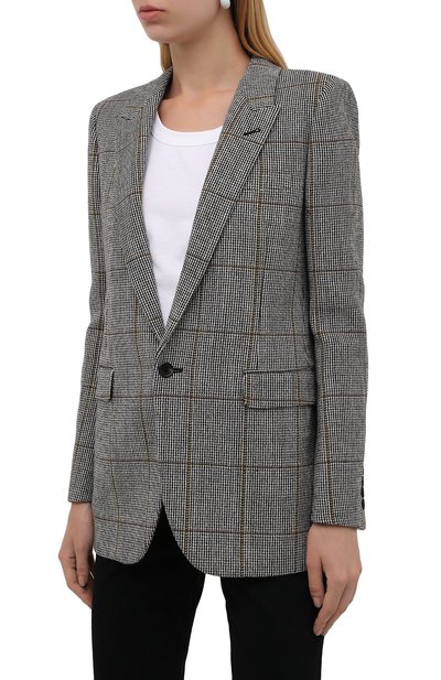 Шерстяной жакет SAINT LAURENT серого цвета по цене 289500 руб., арт. 517740/Y7B76, фото 3 Шерстяной жакет SAINT LAURENT, арт. 517740/Y7B76, фото 3