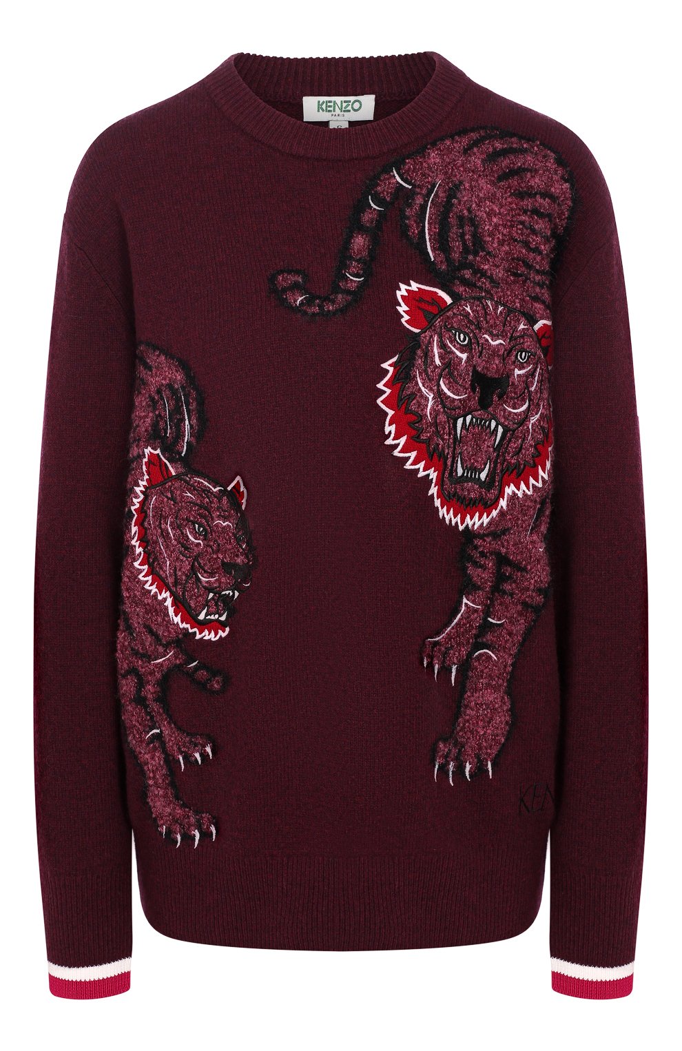 Шерстяной пуловер KENZO бордового цвета по цене 42150 руб., арт. 2T05953XK, фото 1 Шерстяной пуловер KENZO, арт. 2T05953XK, фото 1