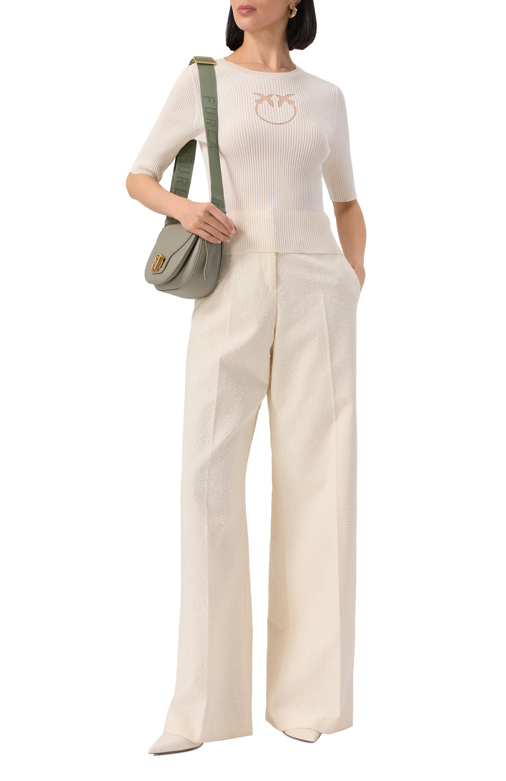 Пуловер из шелка и хлопка PINKO кремового цвета по цене 17850 руб., арт. 102017/A1KW, фото 2 Пуловер из шелка и хлопка PINKO, арт. 102017/A1KW, фото 2