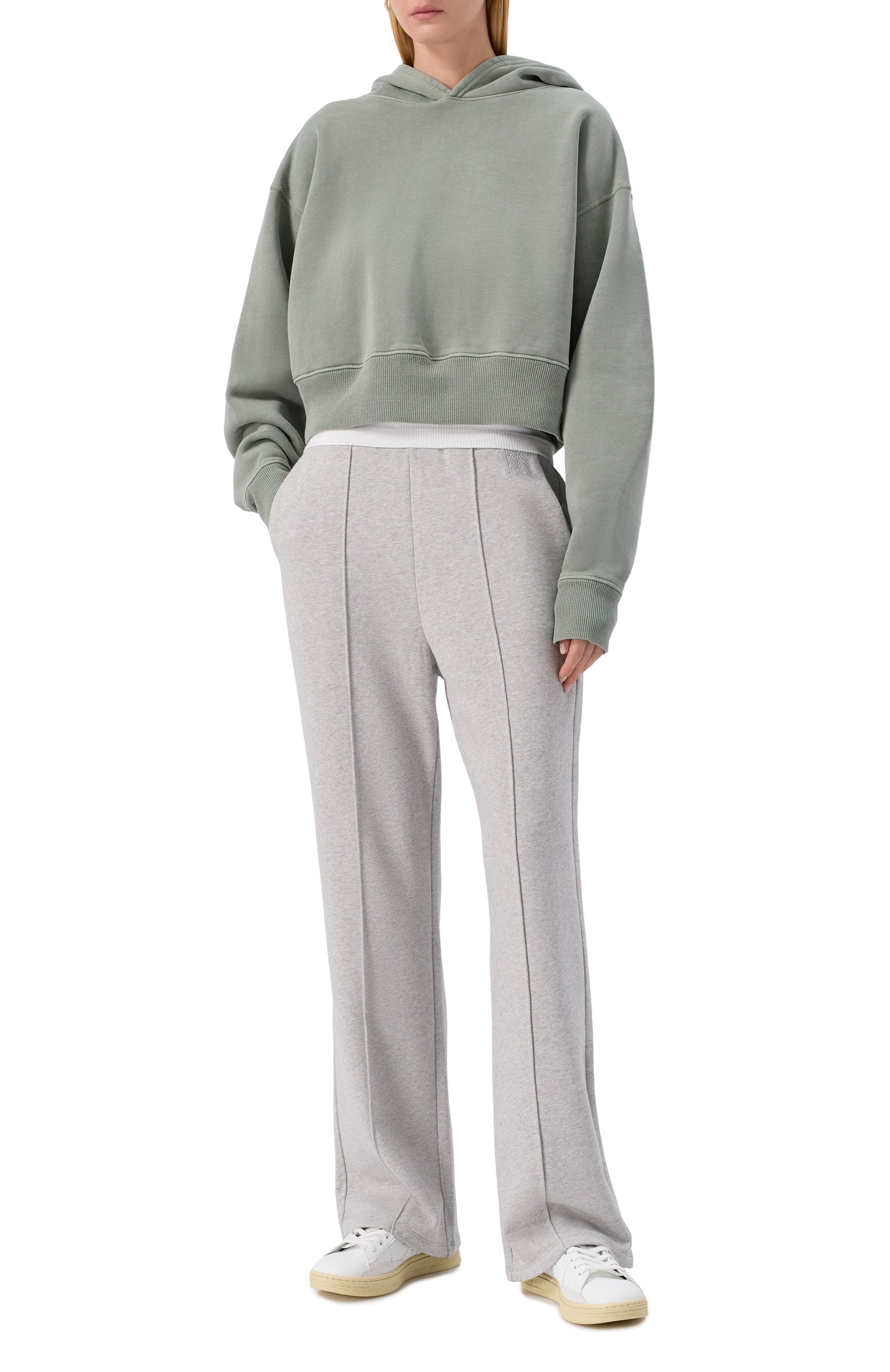 Хлопковые брюки WEEKEND MAX MARA серого цвета по цене 22950 руб., арт. F0LK, фото 2 Хлопковые брюки WEEKEND MAX MARA, арт. F0LK, фото 2