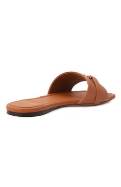 Женские кожаные шлепанцы FERRAGAMO светло-коричневого цвета, арт. 01G997/769637 | Фото 5 (Материал внутренний: Натуральная кожа; Материал сплава: Проставлено; Материал внешний: Натуральная кожа; Подошва: Плоская; Каблук высота: Низкий; Драгоценные камни: Проставлено)