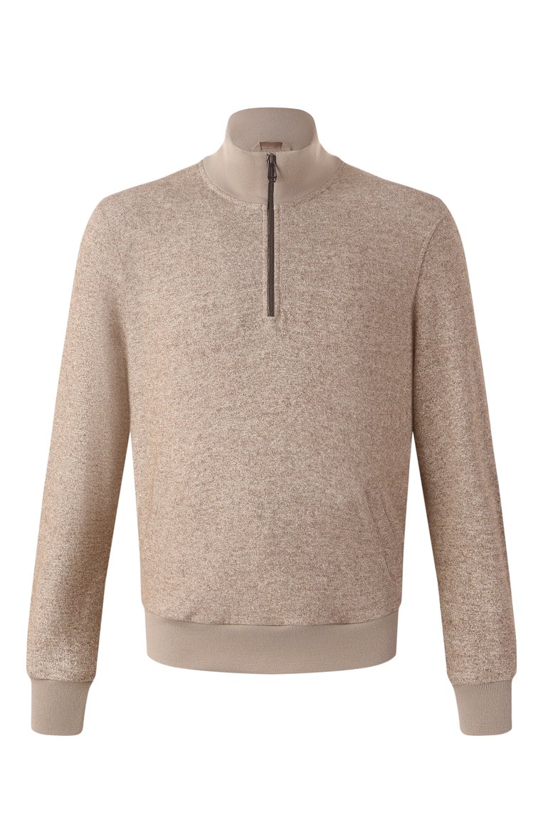 Мужской джемпер из шелка и шерсти MVST бежевого цвета, арт. 17M469/SS00 | Фото 1 (Рукава: Длинные; Материал сплава: Проставлено; Материал внешний: Шерсть, Шелк; Драгоценные камни: Проставлено; Длина (для топов): Стандартные; Стили: Кэжуэл; Принт: Без принта; Мужское Кросс-КТ: Джемперы; Вырез: Круглый)