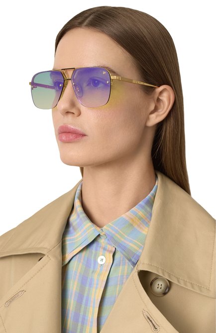Женские солнцезащитные очки VINTAGE FRAMES фиолетового цвета, арт. FALC0N YELL0W G0LD/NE0N GREEN FLASH PURPLE | Фото 2 (Нос: Не проставлено; Региональные ограничения белый список (Axapta Mercury): Не проставлено)