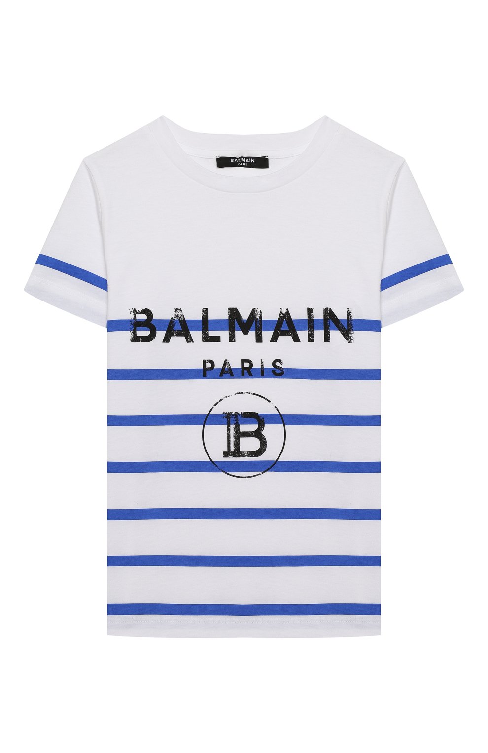 Хлопковая футболка BALMAIN разноцветного цвета по цене 15800 руб., арт. 6M8731/MX030/4-10, фото 1 Хлопковая футболка BALMAIN, арт. 6M8731/MX030/4-10, фото 1