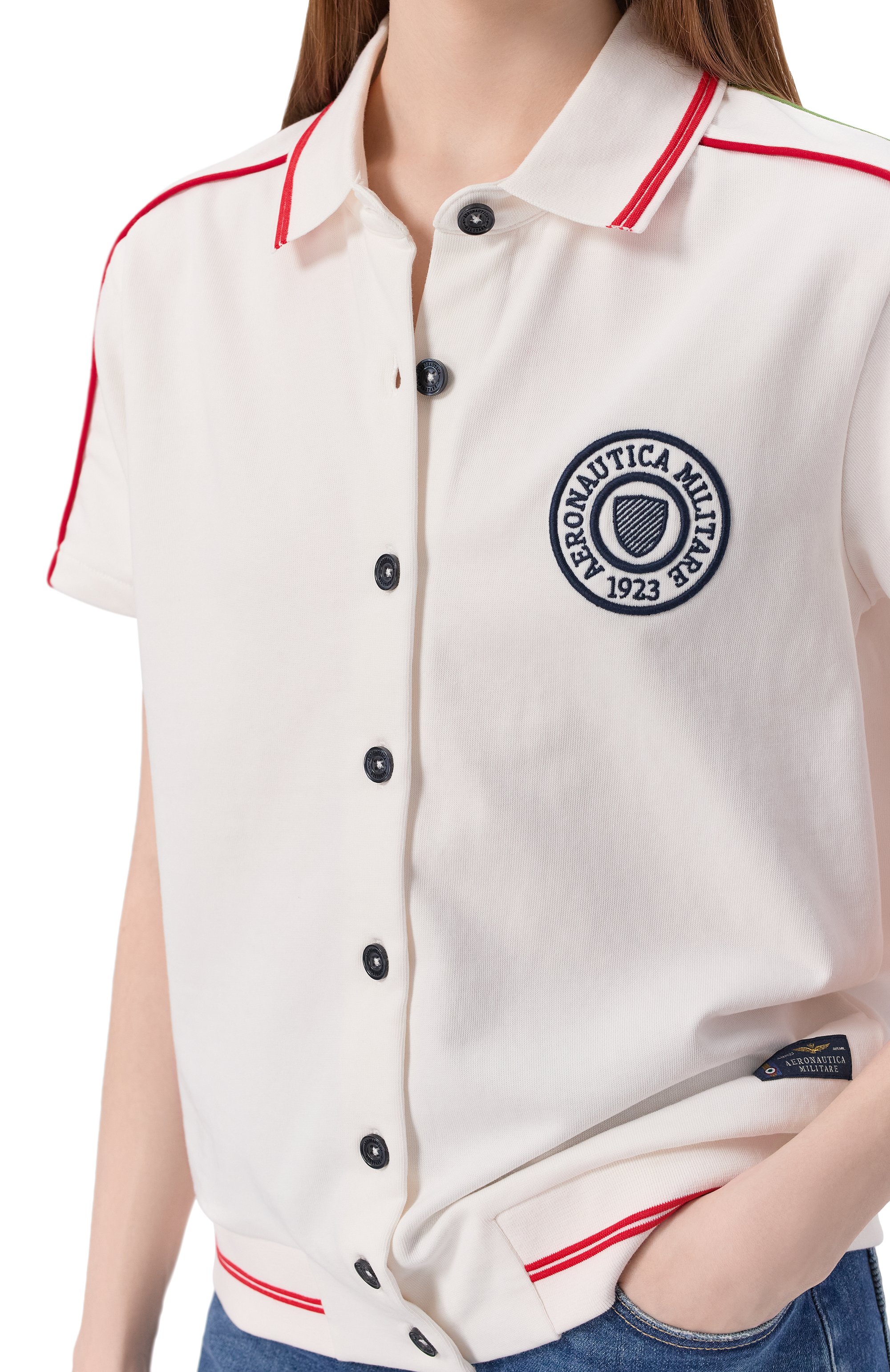 Хлопковый кардиган AERONAUTICA MILITARE белого цвета по цене 19250 руб., арт. TF078DF582_1, фото 5 Хлопковый кардиган AERONAUTICA MILITARE, арт. TF078DF582_1, фото 5