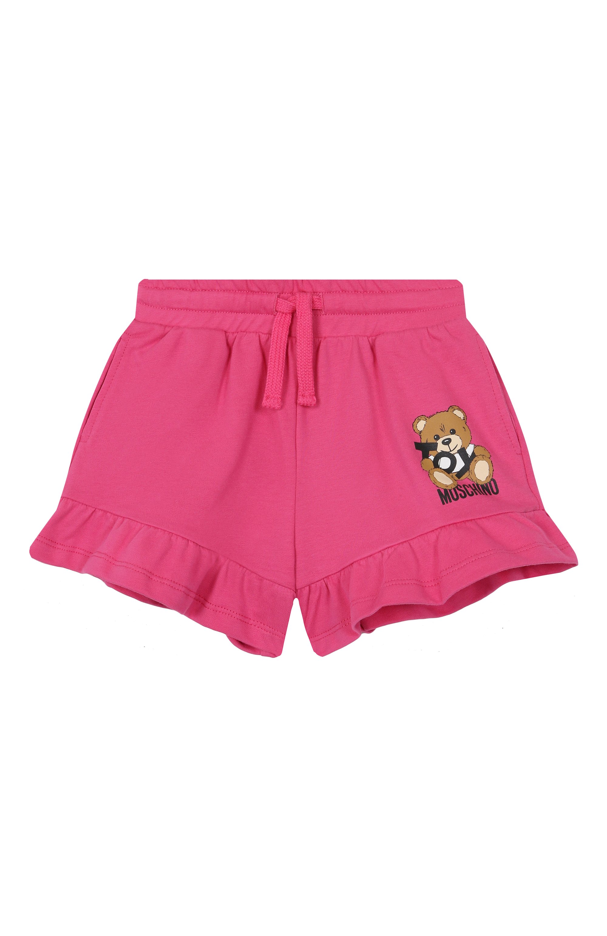 Хлопковые шорты MOSCHINO фуксия цвета по цене 10700 руб., арт. HAQ014/LCA19/4-8, фото 1 Хлопковые шорты MOSCHINO, арт. HAQ014/LCA19/4-8, фото 1