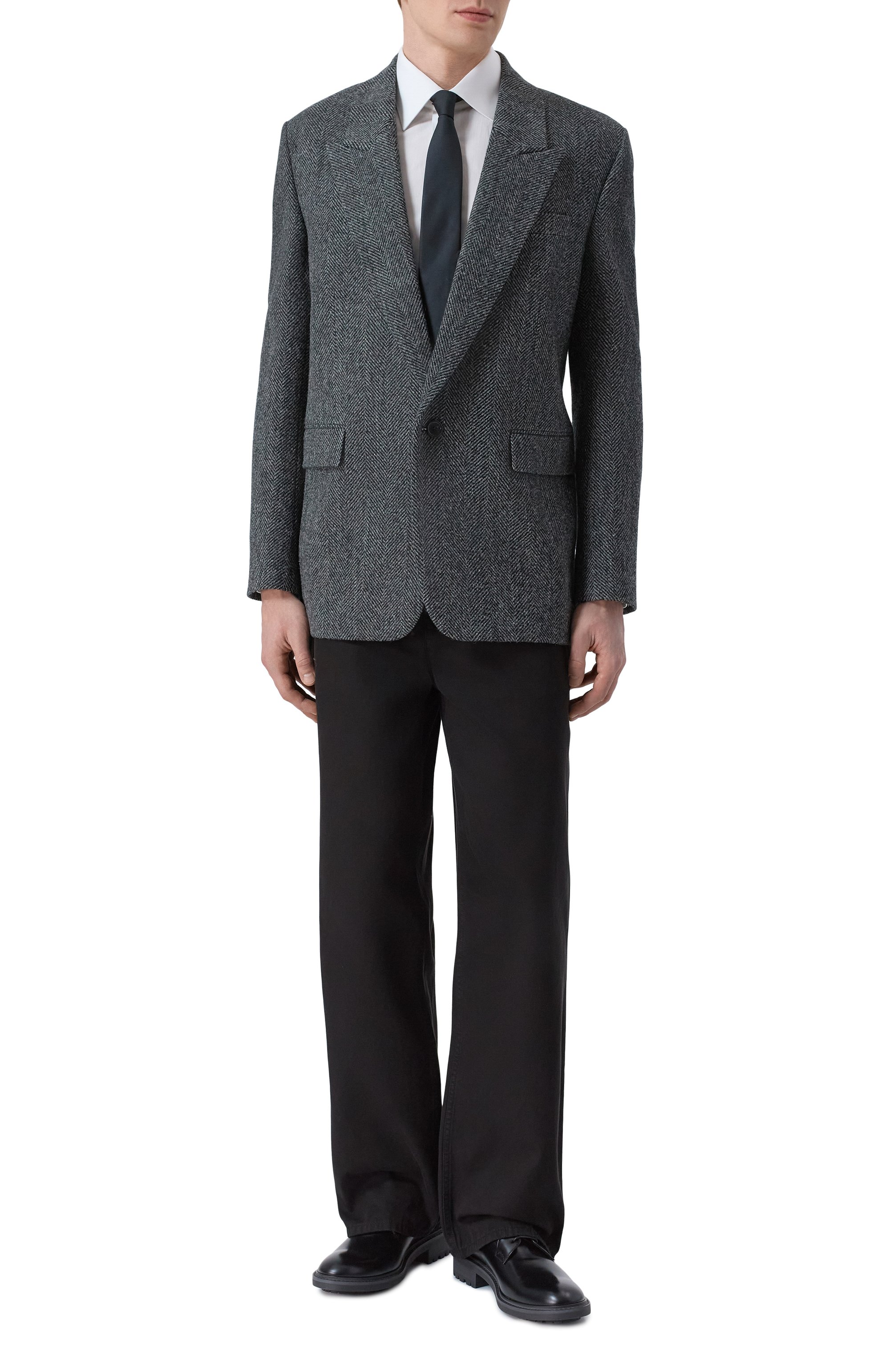 Шерстяной пиджак SAINT LAURENT темно-серого цвета по цене 446500 руб., арт. 837196/Y3D06, фото 2 Шерстяной пиджак SAINT LAURENT, арт. 837196/Y3D06, фото 2