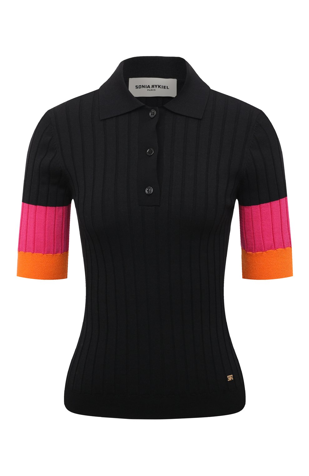 Поло из вискозы SONIA RYKIEL черного цвета по цене 39800 руб., арт. 23E62T56, фото 1 Поло из вискозы SONIA RYKIEL, арт. 23E62T56, фото 1