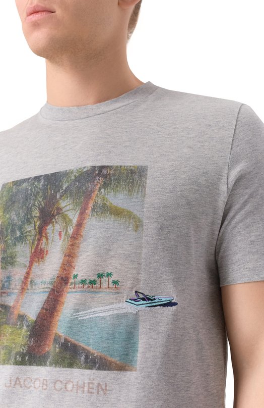 Хлопковая футболка Jacob Cohen JUR_4R002 002 M4530 L1 Серый  JUR_4R002 002 M4530 L1 Фото 5