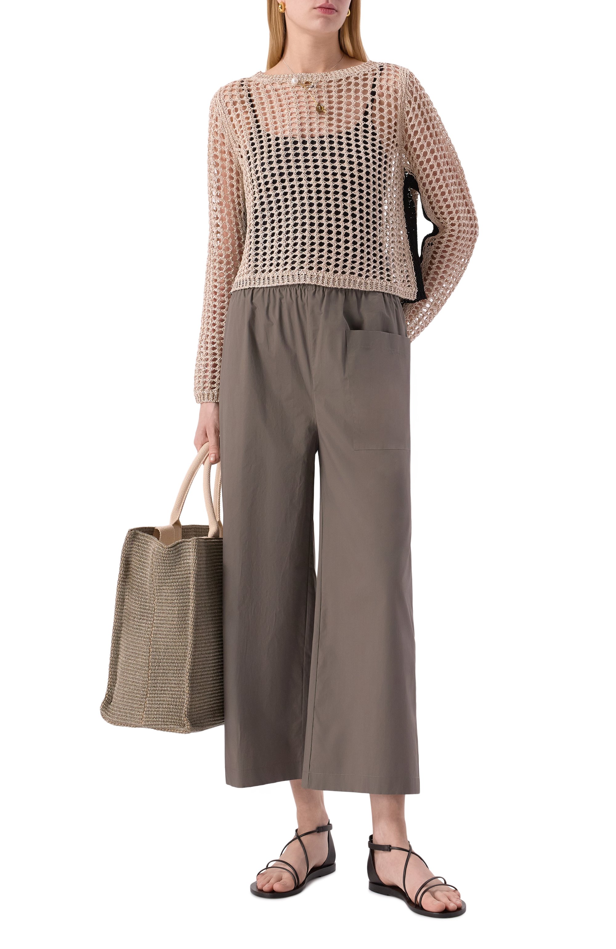 Свитер из вискозы ERIKA CAVALLINI бежевого цвета по цене 61550 руб., арт. P5SC02, фото 2 Свитер из вискозы ERIKA CAVALLINI, арт. P5SC02, фото 2