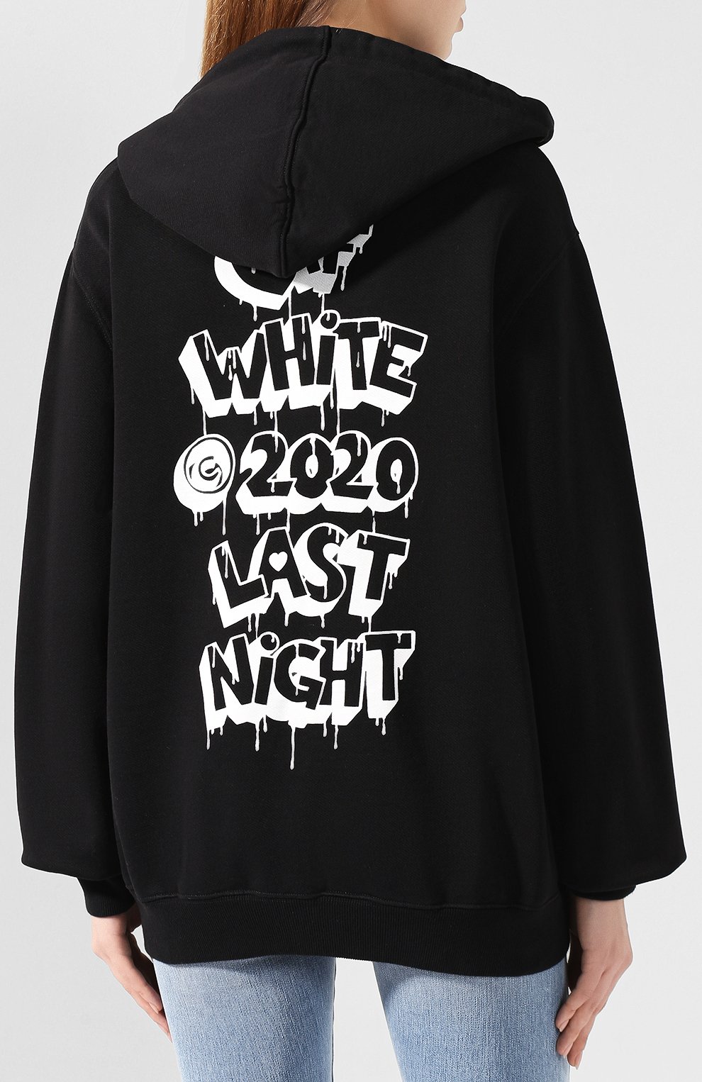 Хлопковое худи OFF-WHITE черного цвета по цене 32900 руб., арт. 0WBB035F190030661001, фото 4 Хлопковое худи OFF-WHITE, арт. 0WBB035F190030661001, фото 4