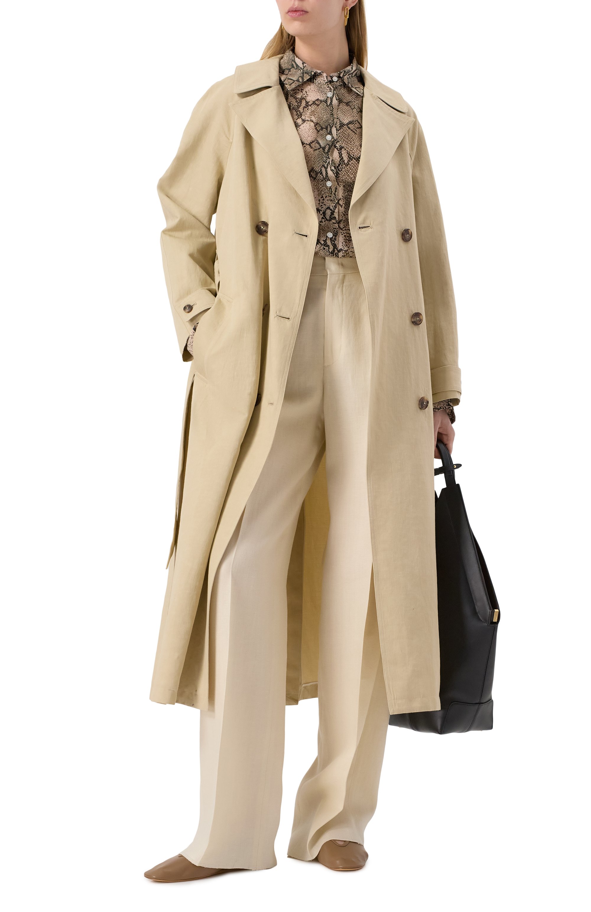 Тренч из хлопка и льна YVES SALOMON, арт. 25EYM03515C0LI/A2235, фото 2