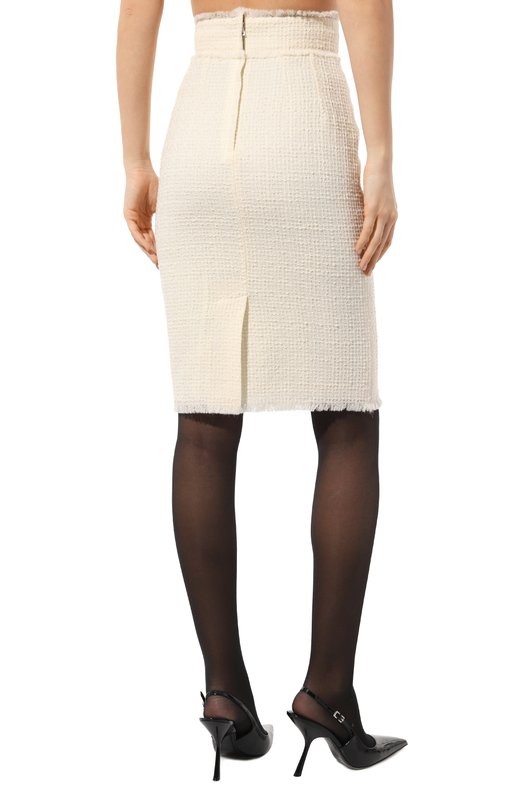 Шерстяная юбка Dolce & Gabbana F4CJCT/GDCAW Кремовый  F4CJCT/GDCAW Фото 4