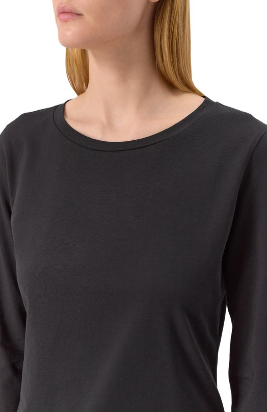 Хлопковый лонгслив Weekend Max Mara MULTIA Чёрный  MULTIA Фото 5