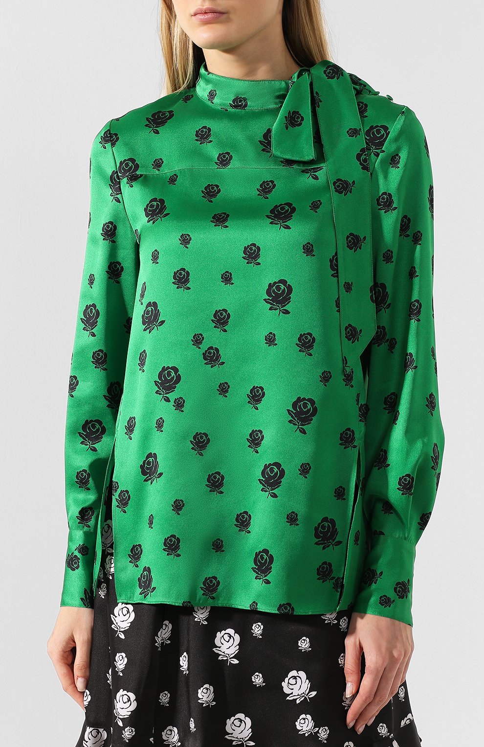 Блузка с принтом KENZO зеленого цвета по цене 25250 руб., арт. 2CH19554G, фото 3 Блузка с принтом KENZO, арт. 2CH19554G, фото 3