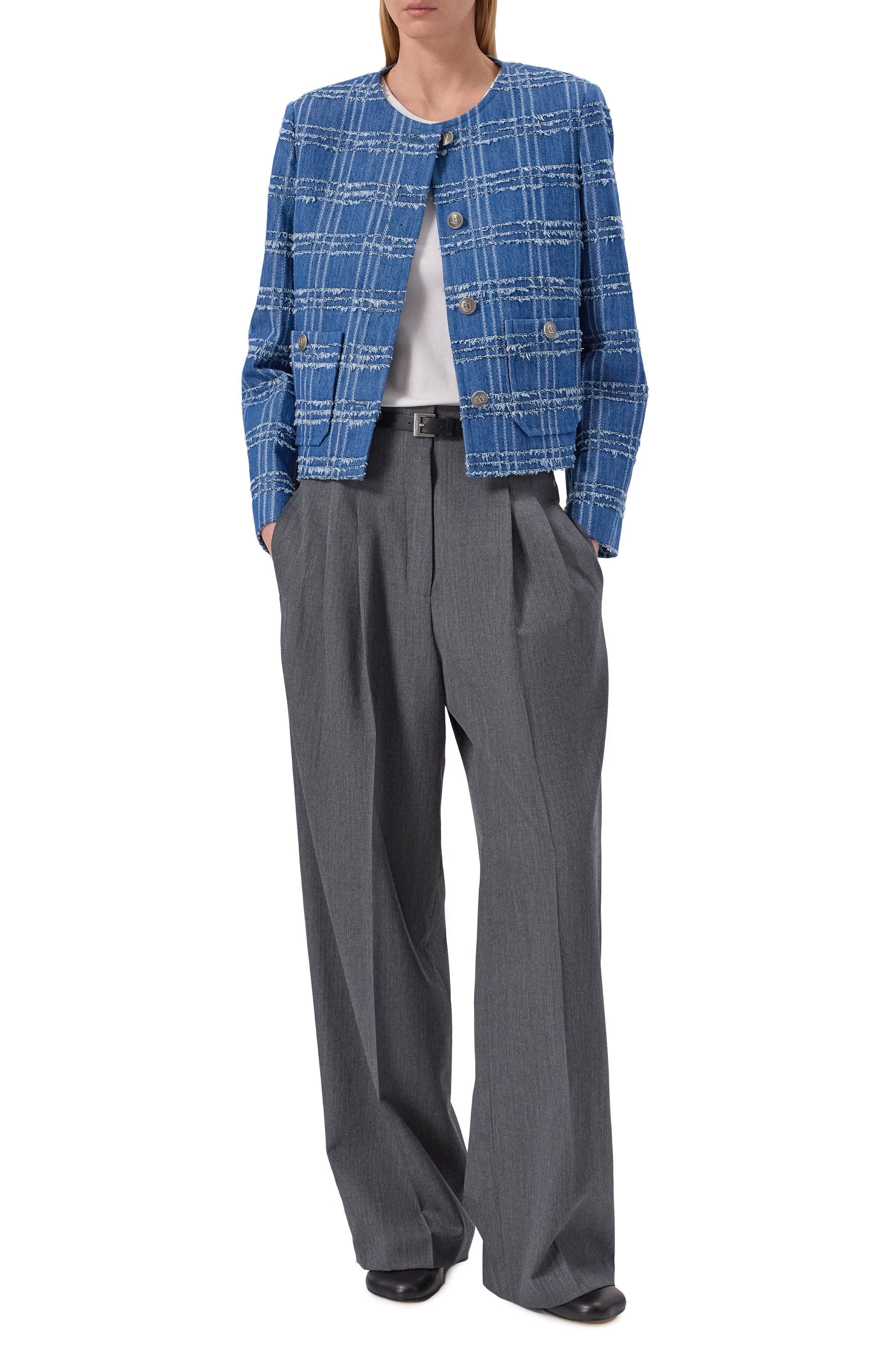 Джинсовый жакет JUUN.J синего цвета по цене 99500 руб., арт. JW6211W03, фото 2 Джинсовый жакет JUUN.J, арт. JW6211W03, фото 2