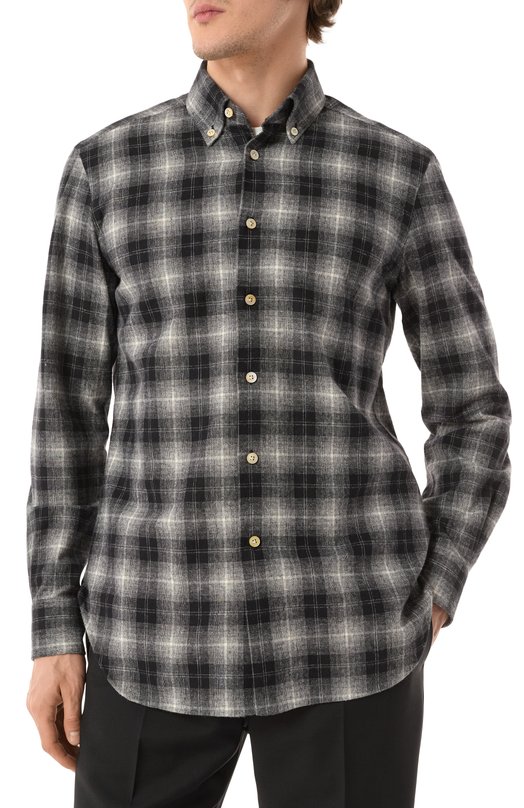 Хлопковая рубашка Kiton UCIH0903403 Чёрно-белый  UCIH0903403 Фото 3