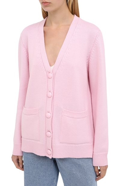 Шерстяной кардиган GANNI розового цвета по цене 32950 руб., арт. K1370, фото 3 Шерстяной кардиган GANNI, арт. K1370, фото 3