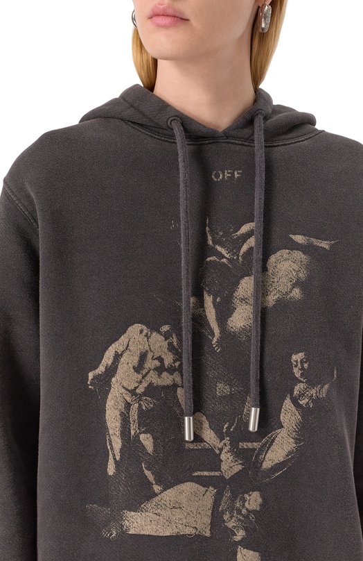 Хлопковое худи Off-White 0WBB035S25FLE004 Чёрный  0WBB035S25FLE004 Фото 5