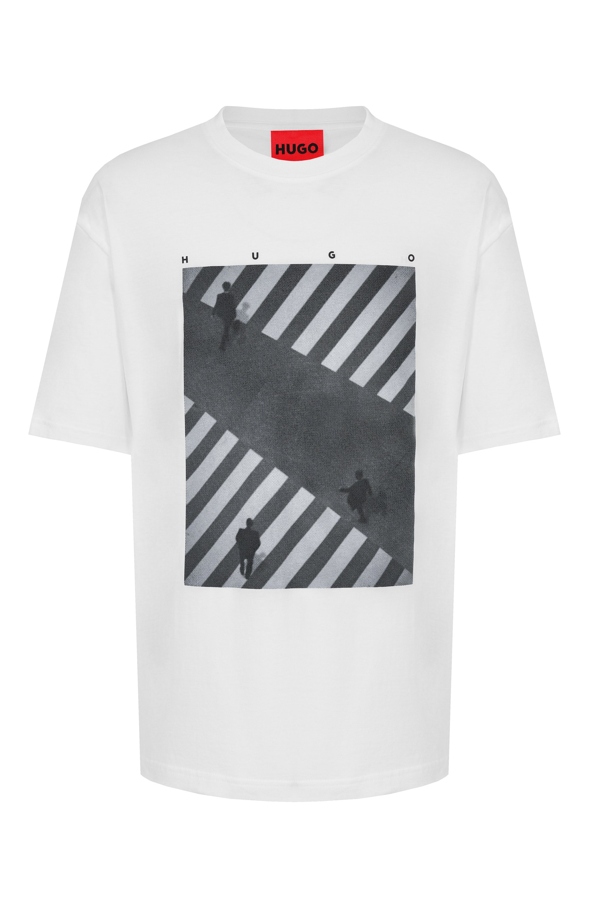 Хлопковая футболка HUGO белого цвета по цене 8730 руб., арт. 50553330, фото 1 Хлопковая футболка HUGO, арт. 50553330, фото 1