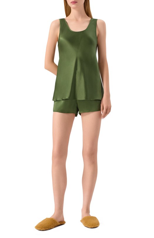 Шелковый топ Eva B.Bitzer 27318232 Хаки  27318232 Фото 2