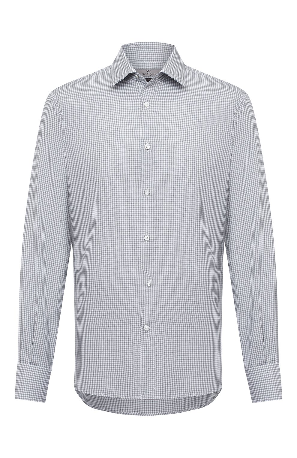 Сорочка из хлопка и кашемира CANALI серого цвета по цене 53200 руб., арт. XX14/GX01931, фото 1 Сорочка из хлопка и кашемира CANALI, арт. XX14/GX01931, фото 1